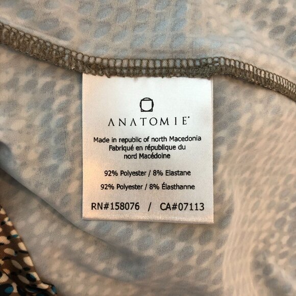 Anatomie Printed Marine Dress in Reptile Plaid Green Brown Faux Wrap Size XS - Picture 7 of 8